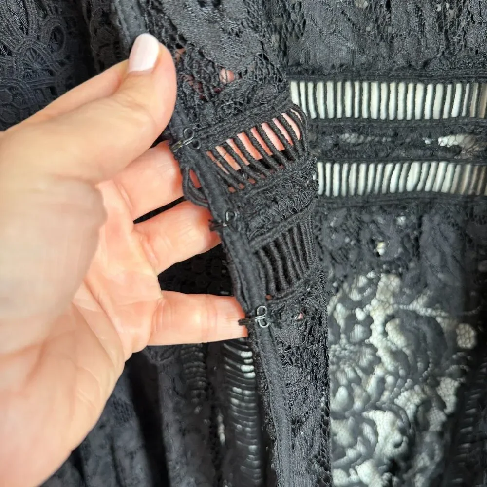 Boston Proper Black Lace Bell Sleeve Duster Cardigan Whimsy Goth Faerie Witchy - Picture 7 of 16